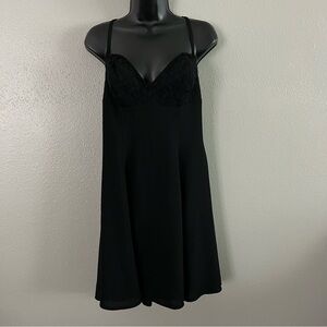 VTG Rampage Black Lace Bust Criss Cross Straps Sweetheart Neckline Dress L ? 90s